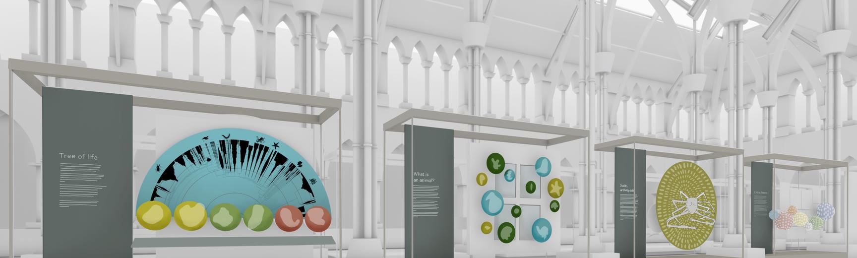 A CGI view of the redisplay plans in the Main Court in the Museum of Natural History