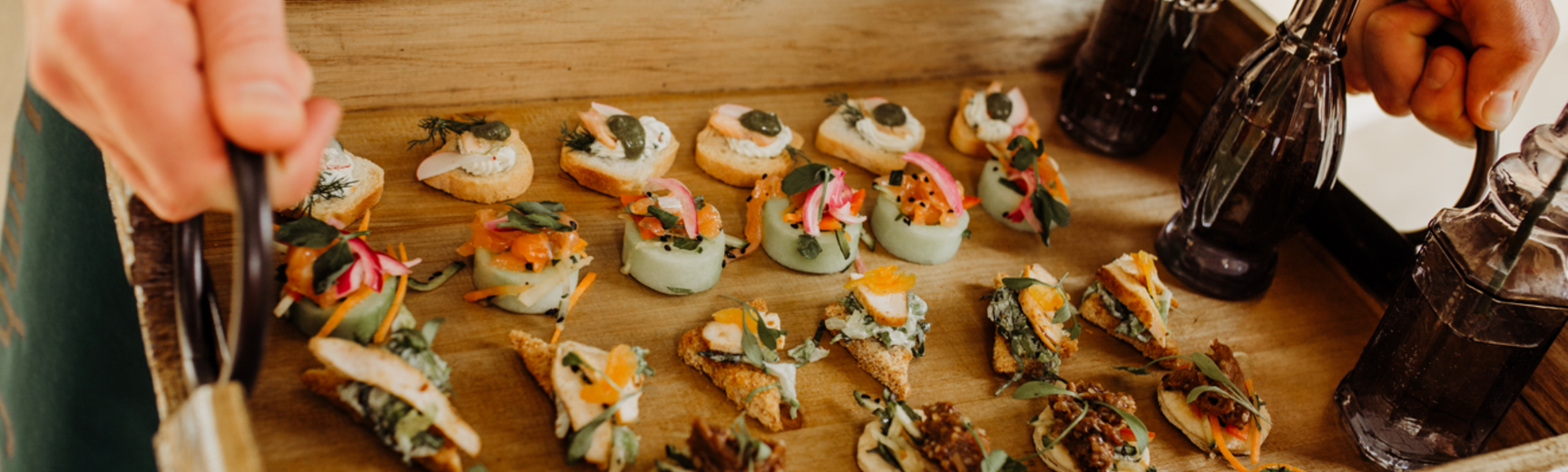 A selection of canapes provided by Events Catering at OUMNH
