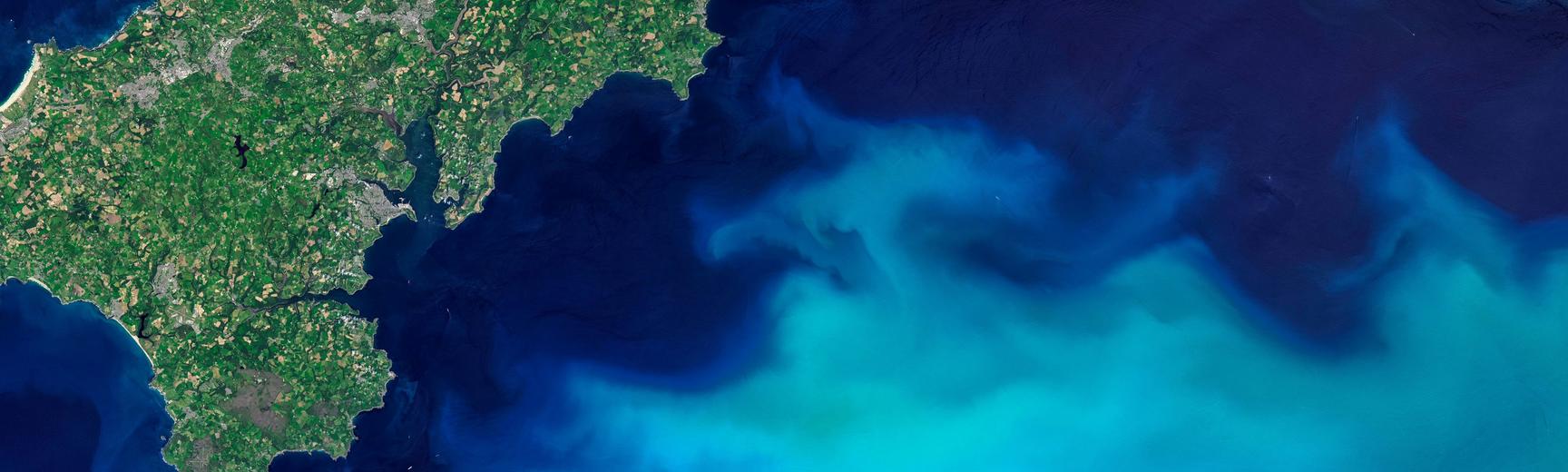 Phytoplankton bloom off the southwest coast of England