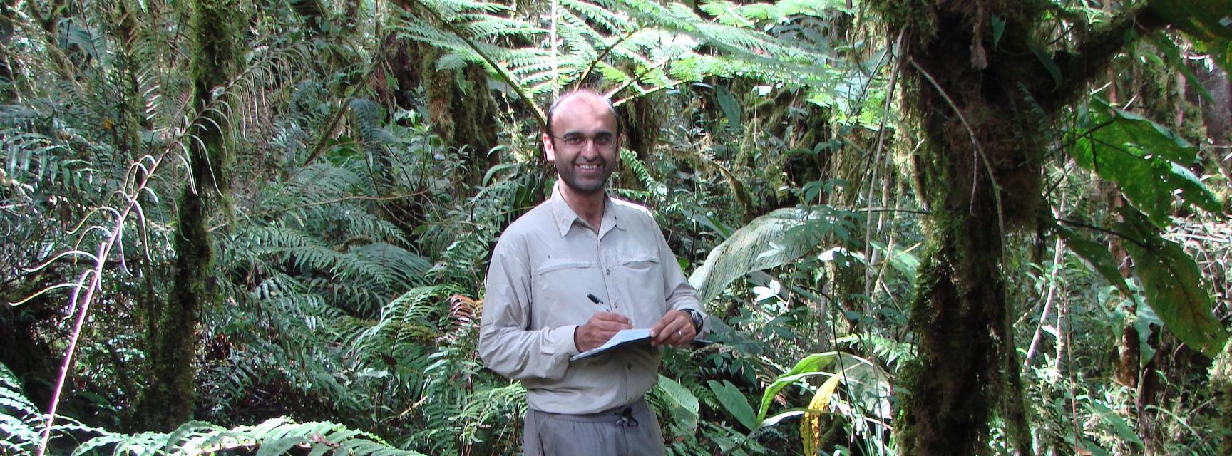 Professor Malhi conducting research in a forest