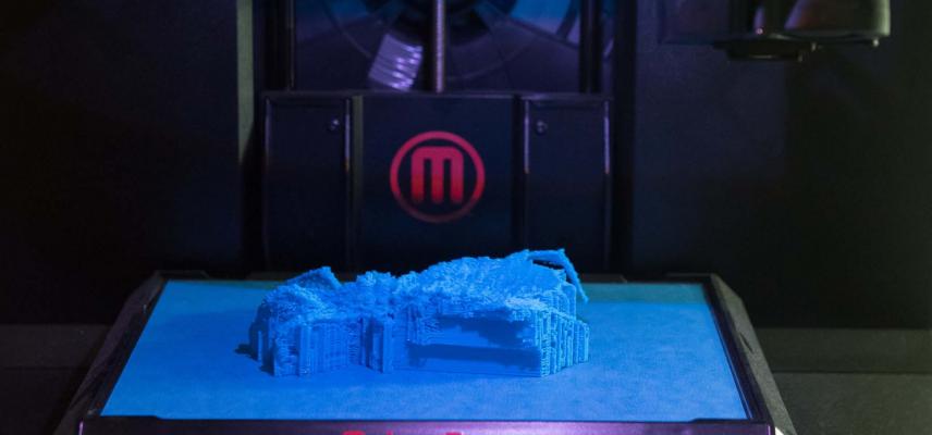 3D printer used to create a physical model of a fossil.