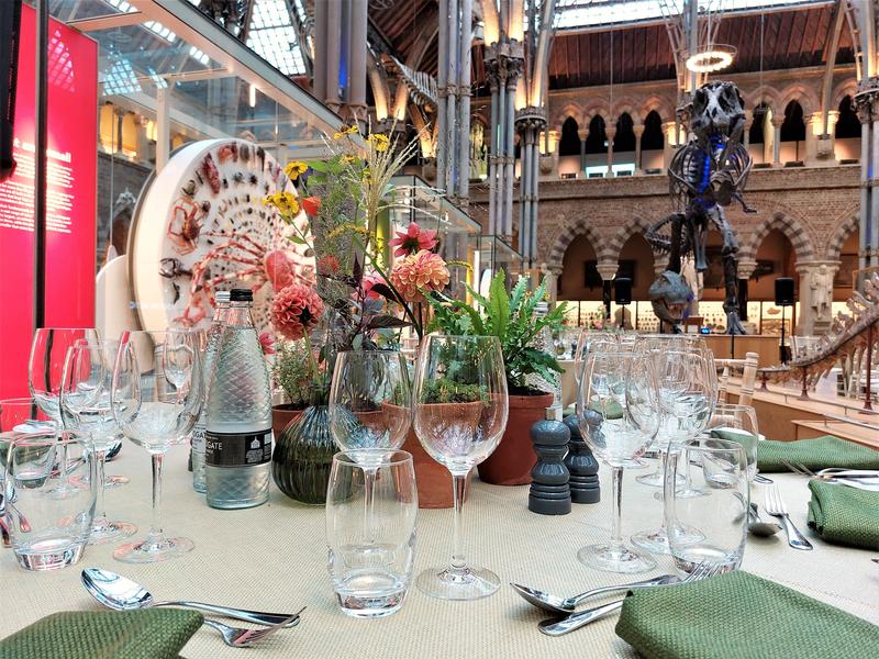 Close up of a table setting for a dinner in the Main Court