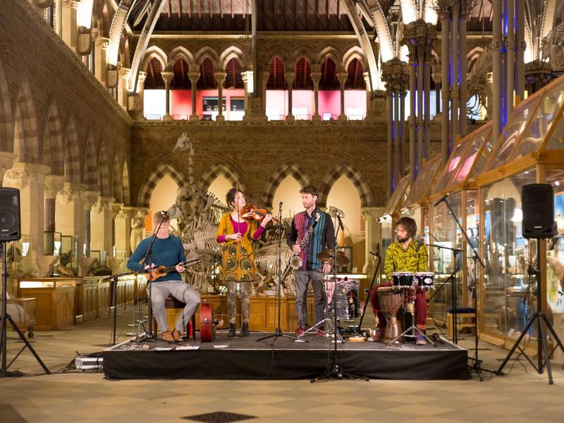 A band performing in the Museum