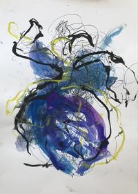 An experimental piece of artwork by Julia Thaxton in mixed media